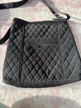 Vera Bradley Black Quilted Crossbody Bag with Front Zip Pocket